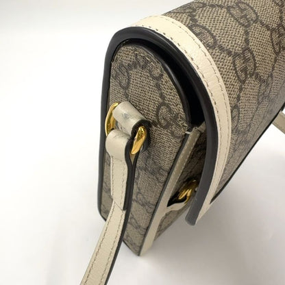 Gucci GG Supreme Horsebit 1955 Mini Bag Leather X PVC Beige X White Shoulder