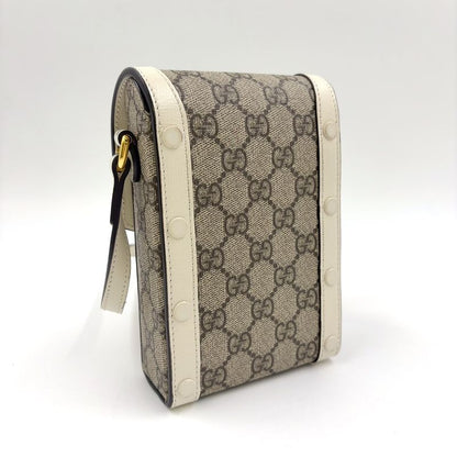 Gucci GG Supreme Horsebit 1955 Mini Bag Leather X PVC Beige X White Shoulder