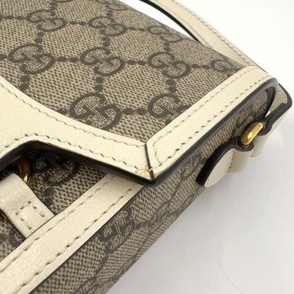Gucci GG Supreme Horsebit 1955 Mini Bag Leather X PVC Beige X White Shoulder