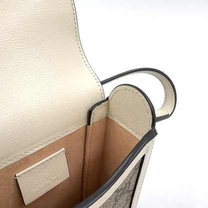 Gucci GG Supreme Horsebit 1955 Mini Bag Leather X PVC Beige X White Shoulder