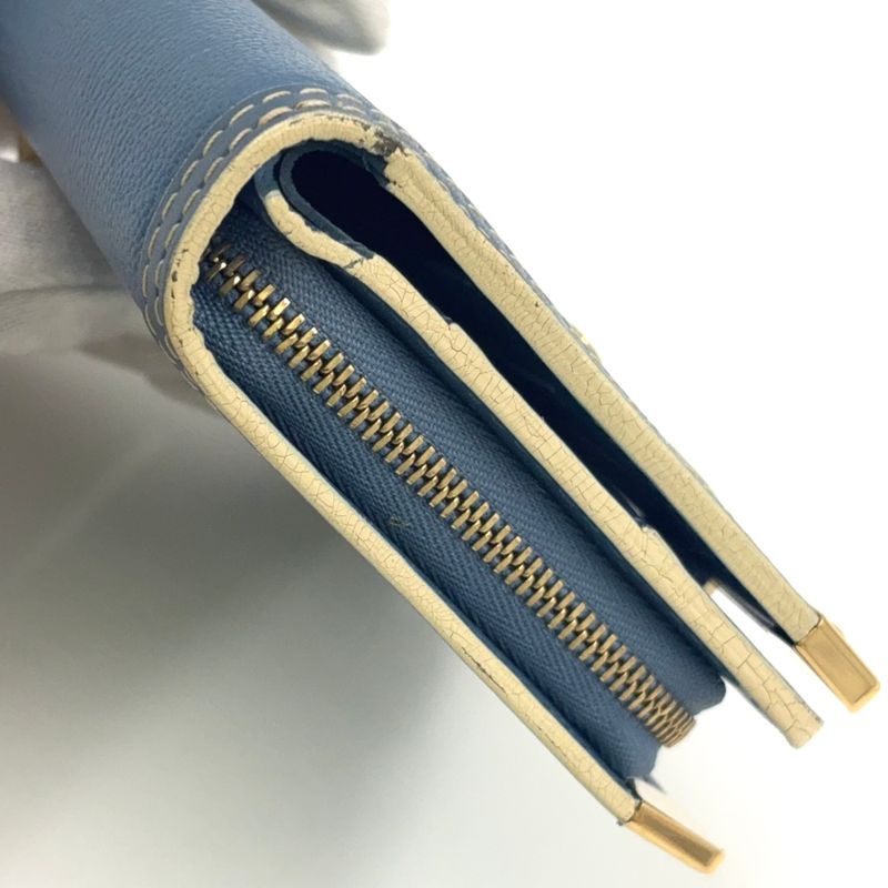 Louis Vuitton Suhari Compact Zipped Fold Wallet With Zipper Leather Blue Gold