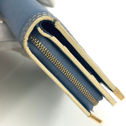 Louis Vuitton Suhari Compact Zipped Fold Wallet With Zipper Leather Blue Gold