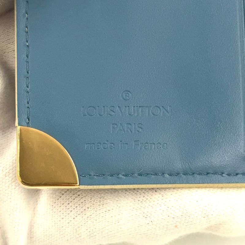 Louis Vuitton Suhari Compact Zipped Fold Wallet With Zipper Leather Blue Gold