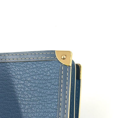 Louis Vuitton Suhari Compact Zipped Fold Wallet With Zipper Leather Blue Gold