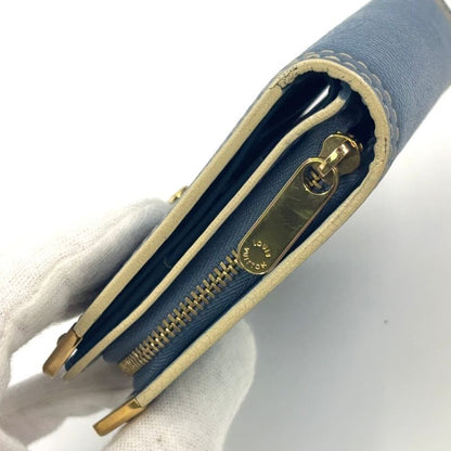 Louis Vuitton Suhari Compact Zipped Fold Wallet With Zipper Leather Blue Gold