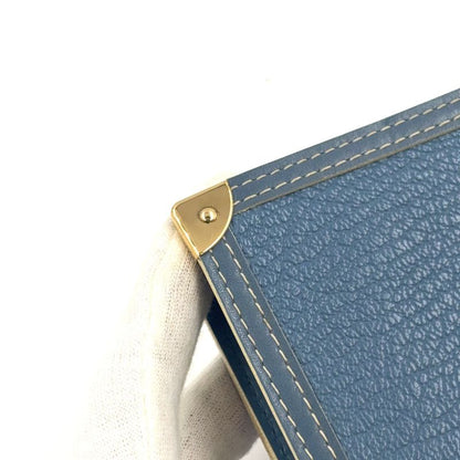 Louis Vuitton Suhari Compact Zipped Fold Wallet With Zipper Leather Blue Gold