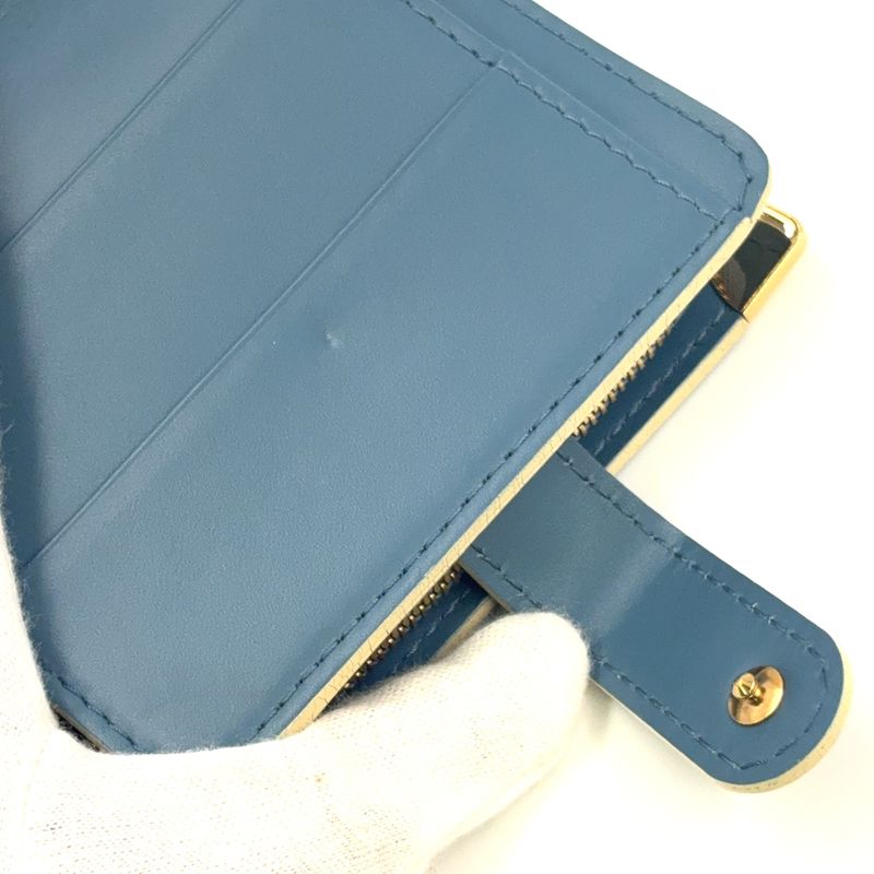 Louis Vuitton Suhari Compact Zipped Fold Wallet With Zipper Leather Blue Gold