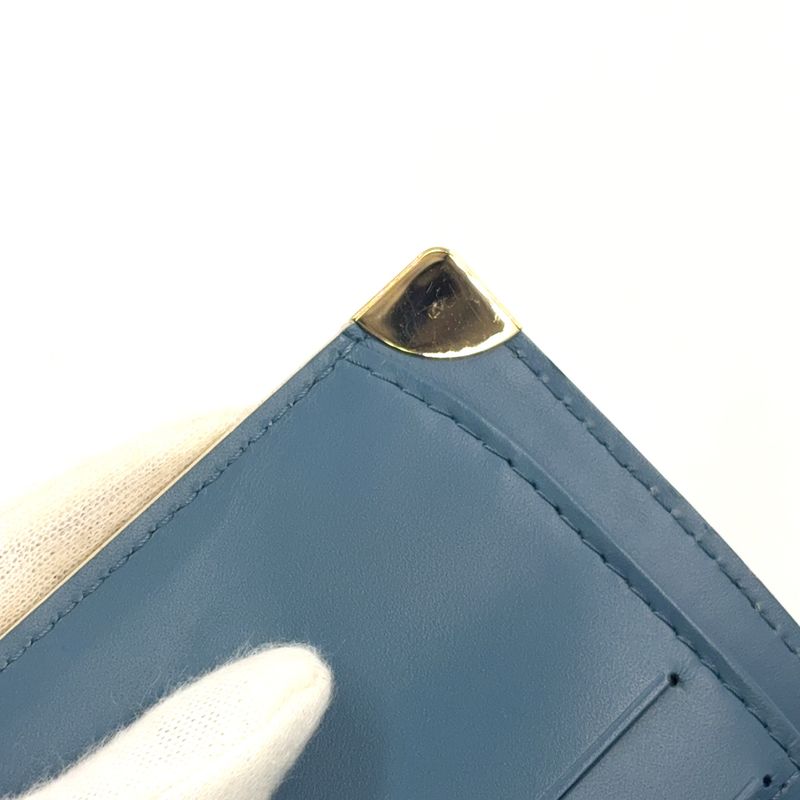 Louis Vuitton Suhari Compact Zipped Fold Wallet With Zipper Leather Blue Gold
