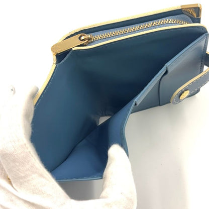 Louis Vuitton Suhari Compact Zipped Fold Wallet With Zipper Leather Blue Gold