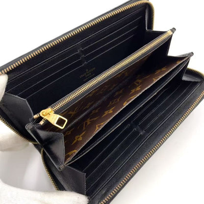 Louis Vuitton Zippy Wallet Monogram Retiro Noir Black Leather ×PVC Brown Round