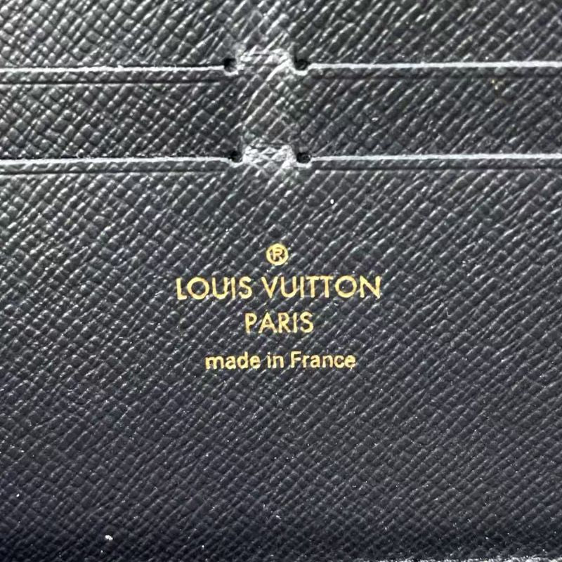 Louis Vuitton Zippy Wallet Monogram Retiro Noir Black Leather ×PVC Brown Round
