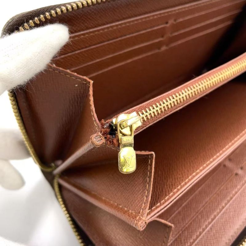 Louis Vuitton Zippy Wallet Monogram PVC Brown Round Zipper Long Wallet Gold