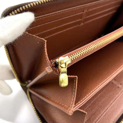 Louis Vuitton Zippy Wallet Monogram PVC Brown Round Zipper Long Wallet Gold