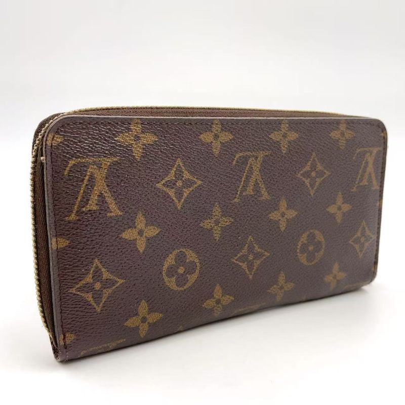 Louis Vuitton Zippy Wallet Monogram PVC Brown Round Zipper Long Wallet Gold
