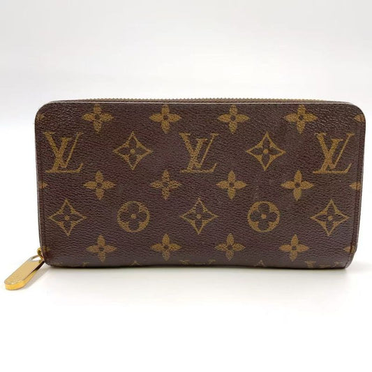 Louis Vuitton Zippy Wallet Monogram PVC Brown Round Zipper Long Wallet Gold