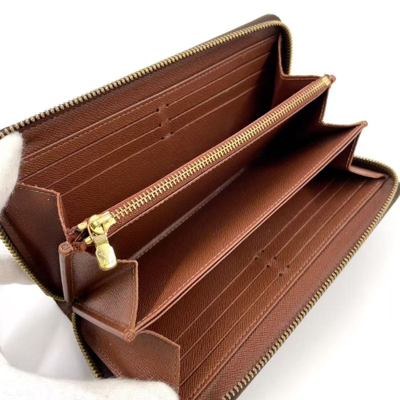Louis Vuitton Zippy Wallet Monogram PVC Brown Round Zipper Long Wallet Gold