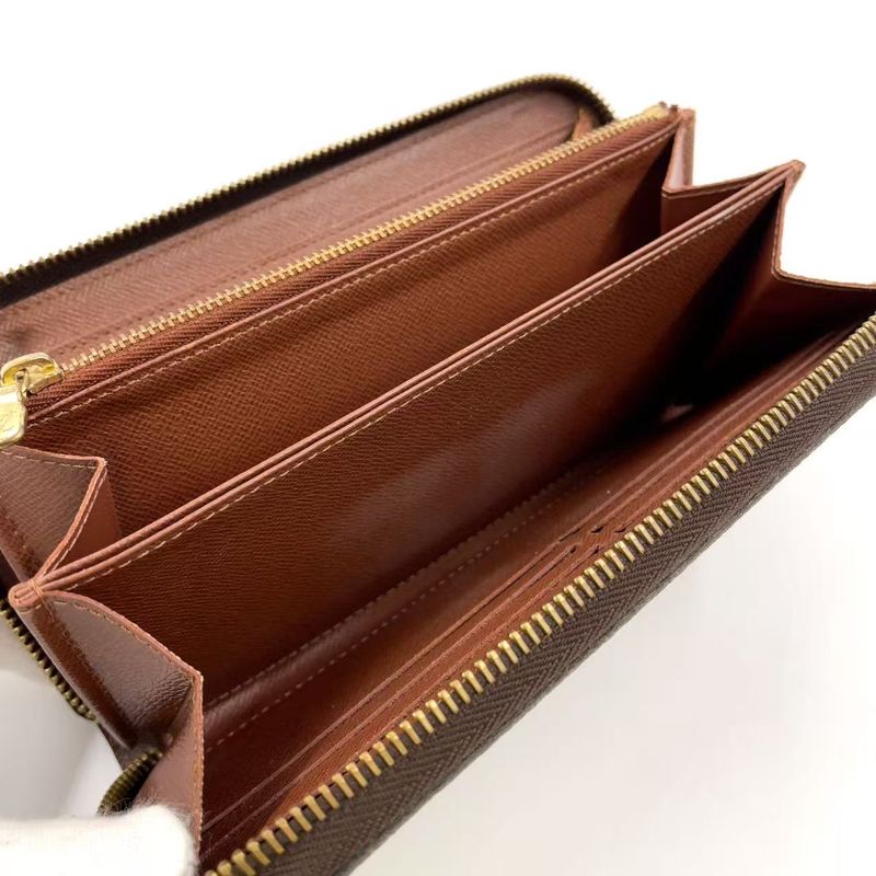 Louis Vuitton Zippy Wallet Monogram PVC Brown Round Zipper Long Wallet Gold
