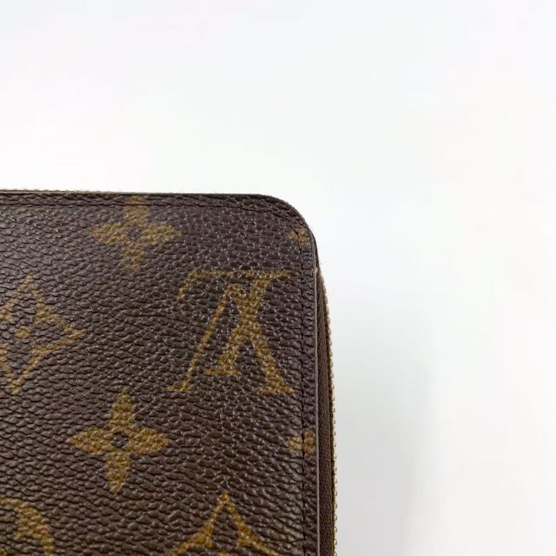 Louis Vuitton Zippy Wallet Monogram PVC Brown Round Zipper Long Wallet Gold