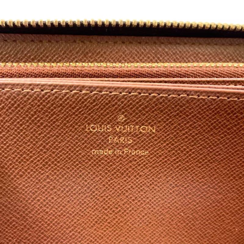 Louis Vuitton Zippy Wallet Monogram PVC Brown Round Zipper Long Wallet Gold