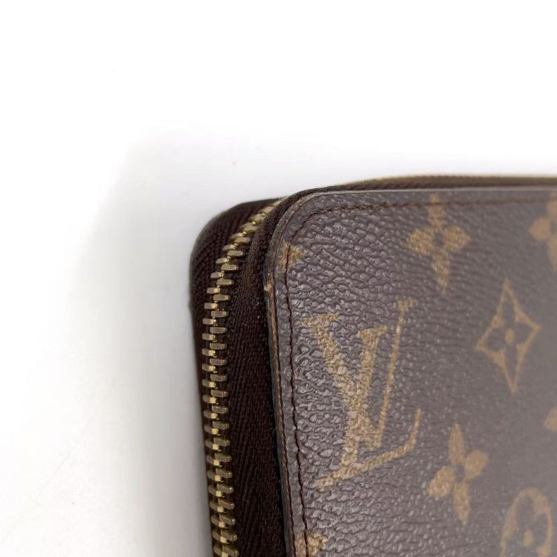 Louis Vuitton Zippy Wallet Monogram PVC Brown Round Zipper Long Wallet Gold