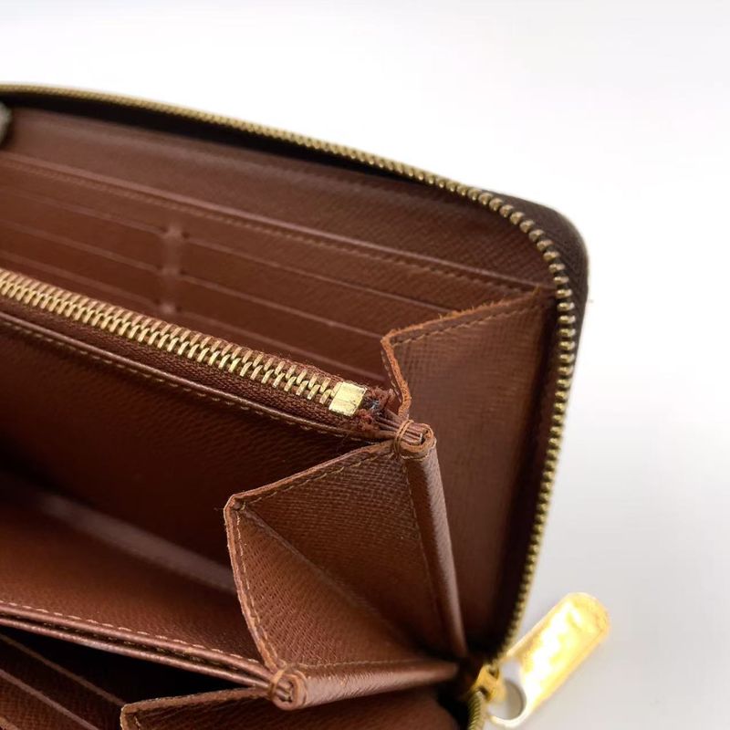 Louis Vuitton Zippy Wallet Monogram PVC Brown Round Zipper Long Wallet Gold