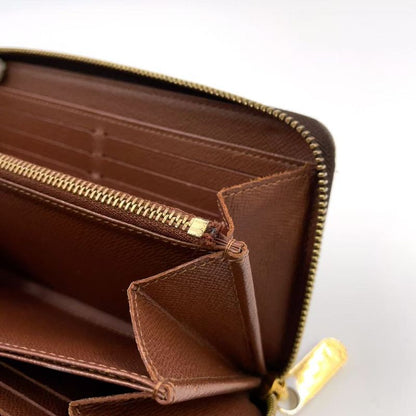 Louis Vuitton Zippy Wallet Monogram PVC Brown Round Zipper Long Wallet Gold