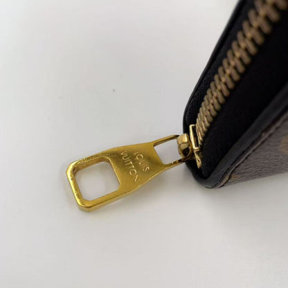Louis Vuitton Zippy Wallet Monogram Retiro Noir Black Leather ×PVC Brown Round