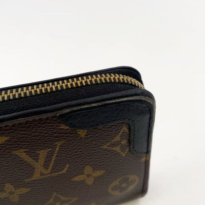 Louis Vuitton Zippy Wallet Monogram Retiro Noir Black Leather ×PVC Brown Round