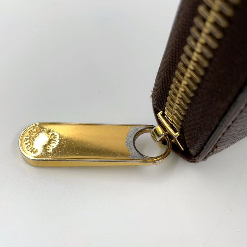 Louis Vuitton Zippy Wallet Monogram PVC Brown Round Zipper Long Wallet Gold