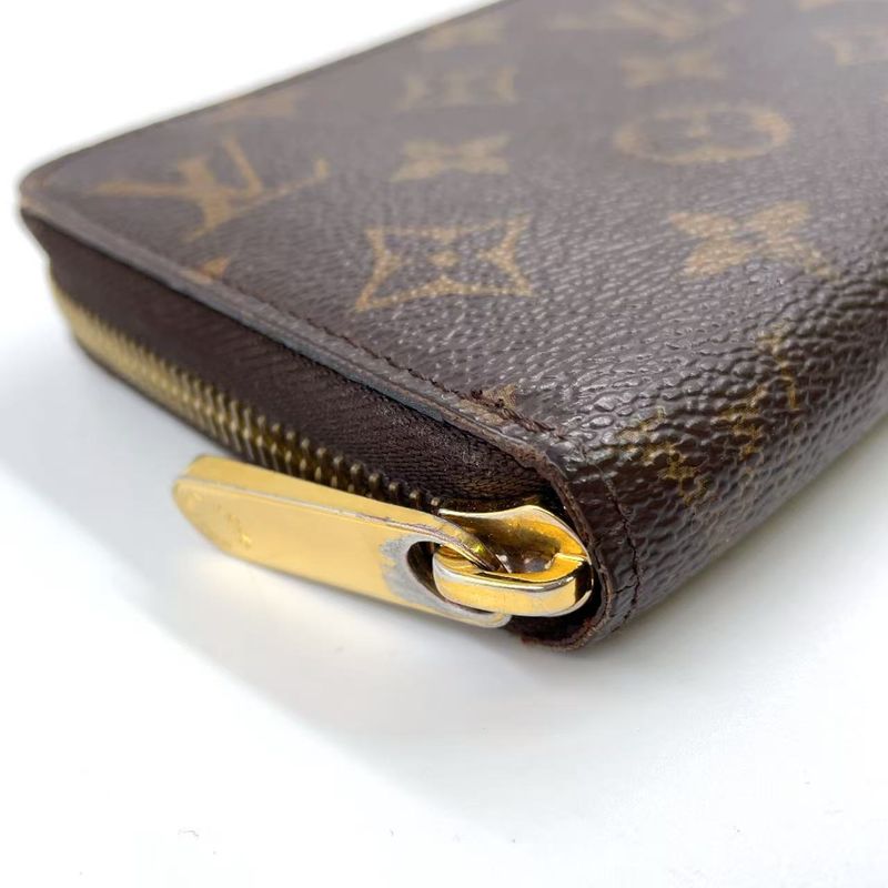 Louis Vuitton Zippy Wallet Monogram PVC Brown Round Zipper Long Wallet Gold