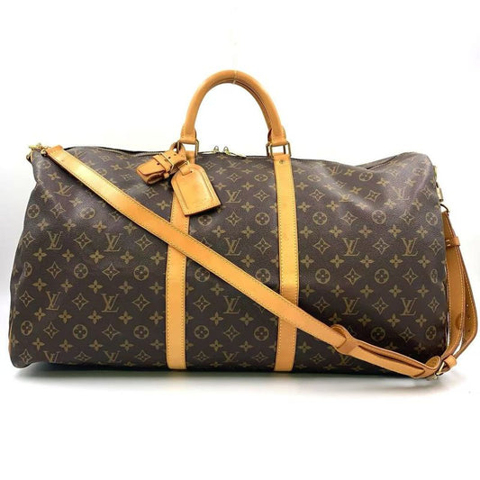 Louis Vuitton Keepall Bandoliere 60 Monogram Leather × PVC Brown Boston Bag