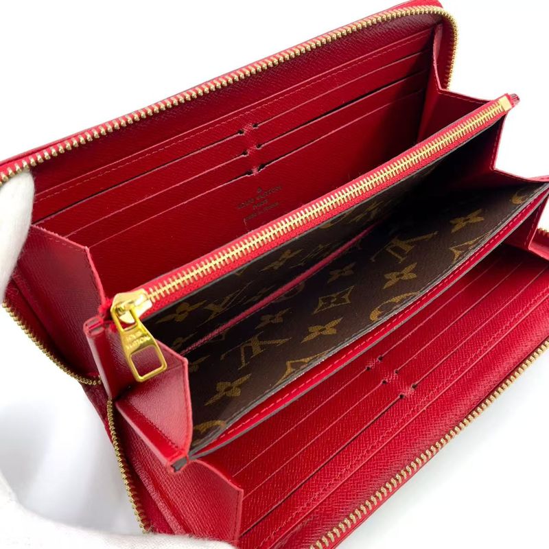 Louis Vuitton Zippy Wallet Retiro Monogram Three's Leather ×PVC Brown × Red