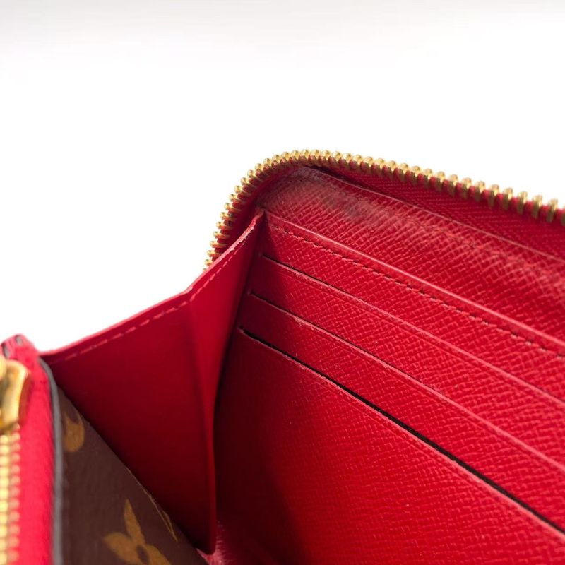Louis Vuitton Zippy Wallet Retiro Monogram Three's Leather ×PVC Brown × Red
