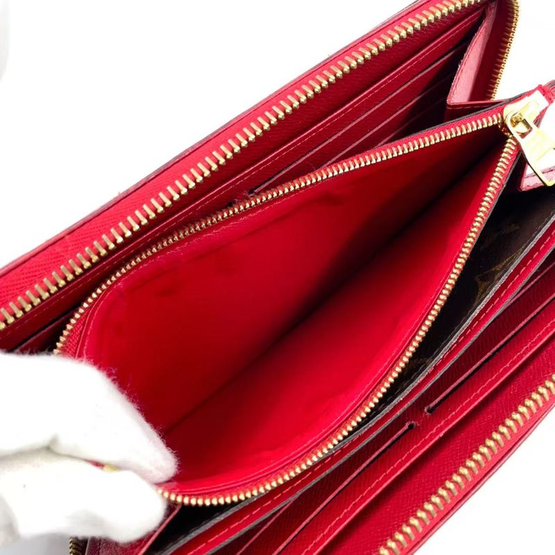 Louis Vuitton Zippy Wallet Retiro Monogram Three's Leather ×PVC Brown × Red