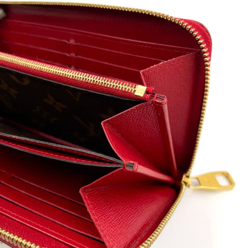 Louis Vuitton Zippy Wallet Retiro Monogram Three's Leather ×PVC Brown × Red