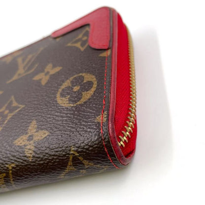 Louis Vuitton Zippy Wallet Retiro Monogram Three's Leather ×PVC Brown × Red