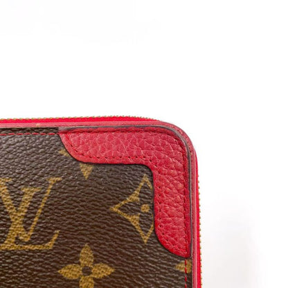 Louis Vuitton Zippy Wallet Retiro Monogram Three's Leather ×PVC Brown × Red