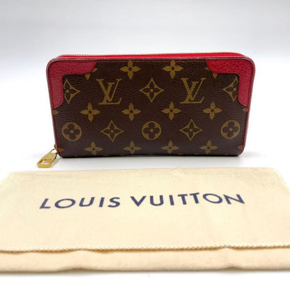 Louis Vuitton Zippy Wallet Retiro Monogram Three's Leather ×PVC Brown × Red