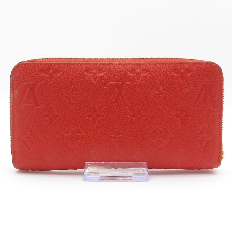 Louis Vuitton Monogram Empreinte Zippy Wallet M63691 Scarlet Leather Cowhide