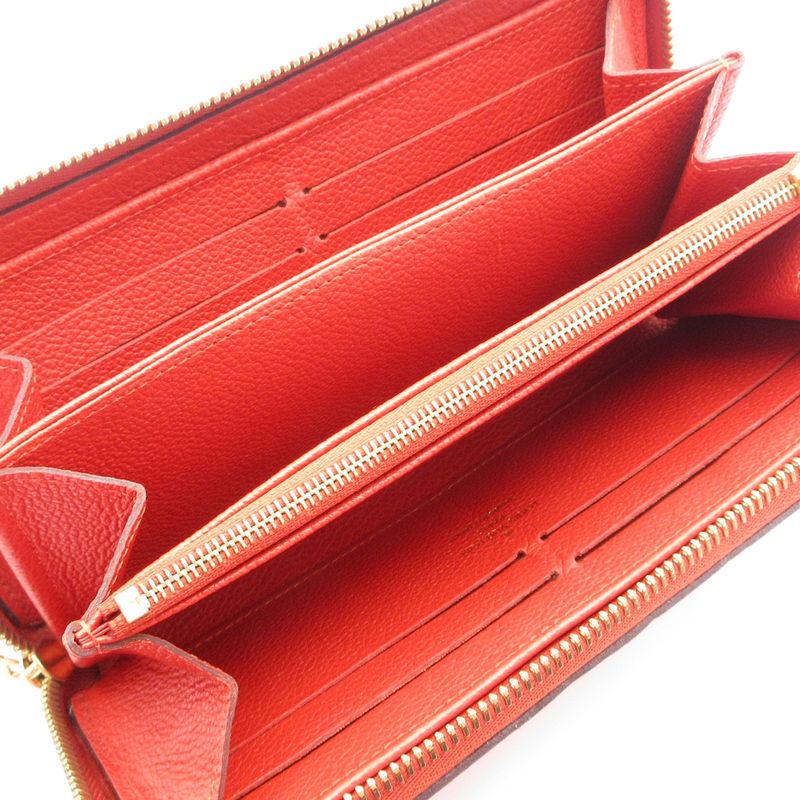 Louis Vuitton Monogram Empreinte Zippy Wallet M63691 Scarlet Leather Cowhide