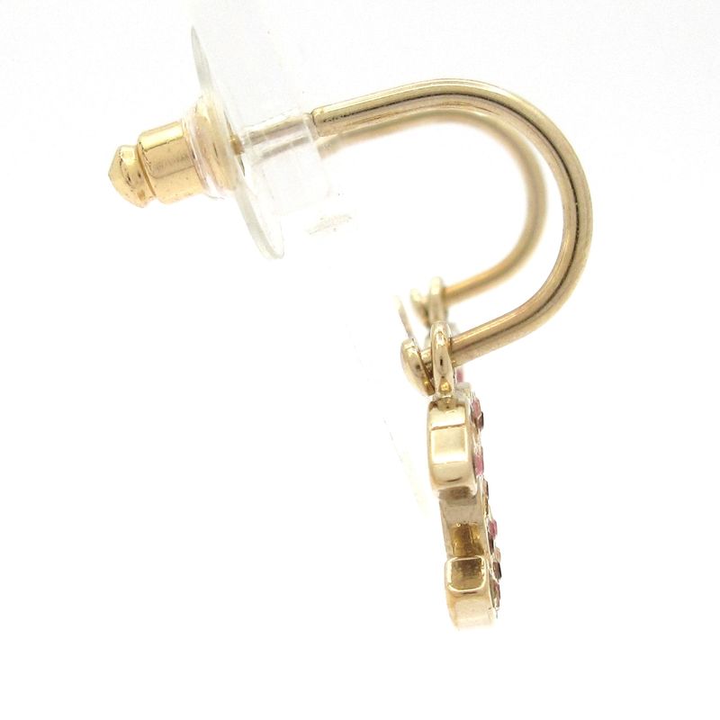 Chanel Earrings Coco Mark Gold×pink×brown