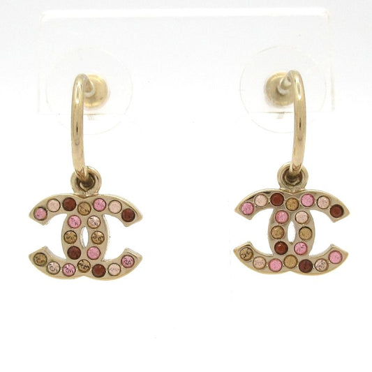 Chanel Earrings Coco Mark Gold×pink×brown