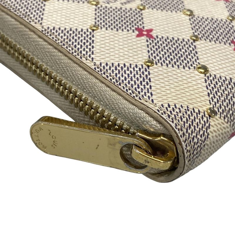 Louis Vuitton Long Wallet Damier Studded Zippy Wallet N64615 Azure X Fuchsia