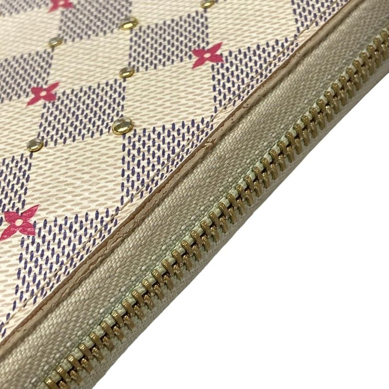 Louis Vuitton Long Wallet Damier Studded Zippy Wallet N64615 Azure X Fuchsia