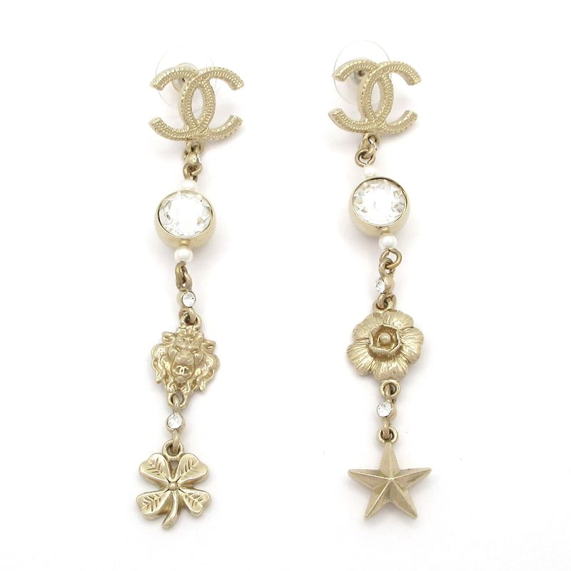 Chanel Earrings - Chien Pan Gold X Clear X Ivory Coco Mark / Star / Clover /