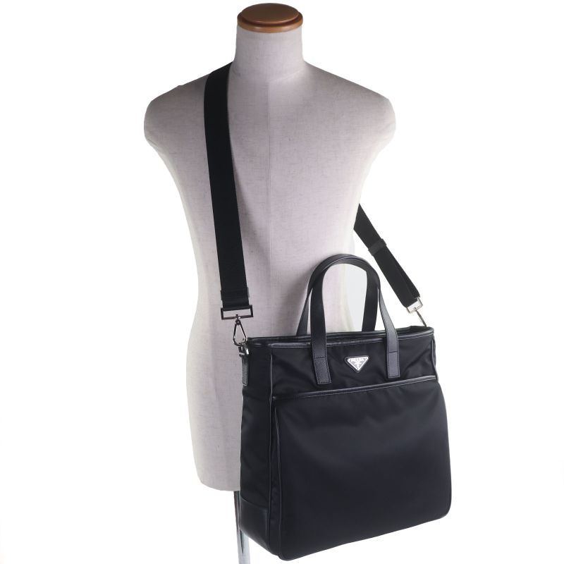 Prada 2vg032 Nylon Saffianoleather Triangle Logo Triangle Plate 2WAY Tote Bag