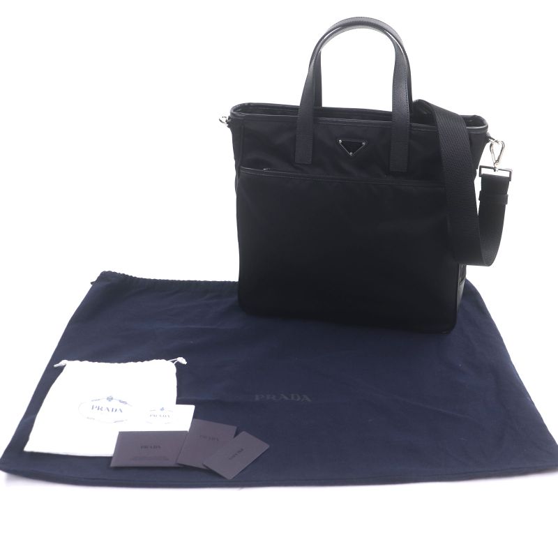 Prada 2vg032 Nylon Saffianoleather Triangle Logo Triangle Plate 2WAY Tote Bag
