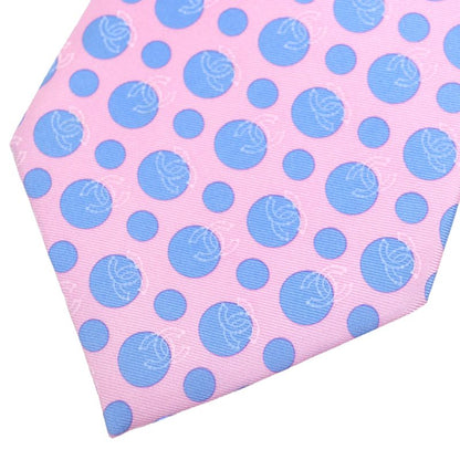 CHANEL 100% Silk Cravat Coco Mark Dot Wide Tie Pink Blue Men's