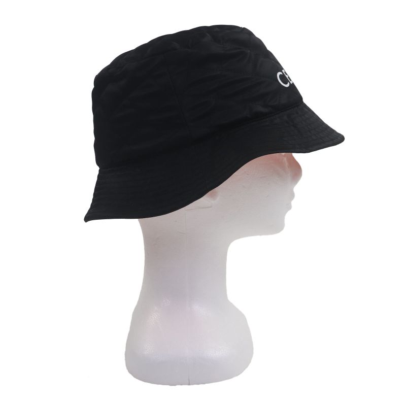 Celine 2aub0930c Logo-printed Quilted Cotton Hat Black Orange M Made In France