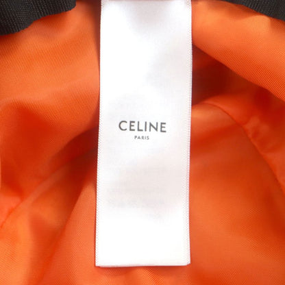 Celine 2aub0930c Logo-printed Quilted Cotton Hat Black Orange M Made In France